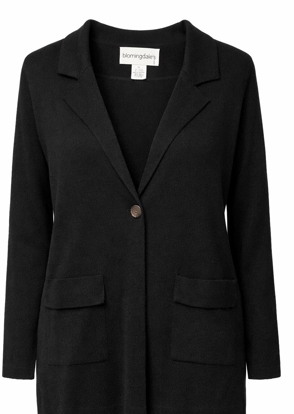 Vintage Bloomingdale’s Long Black Cardigan Sweater Women’s M One Button